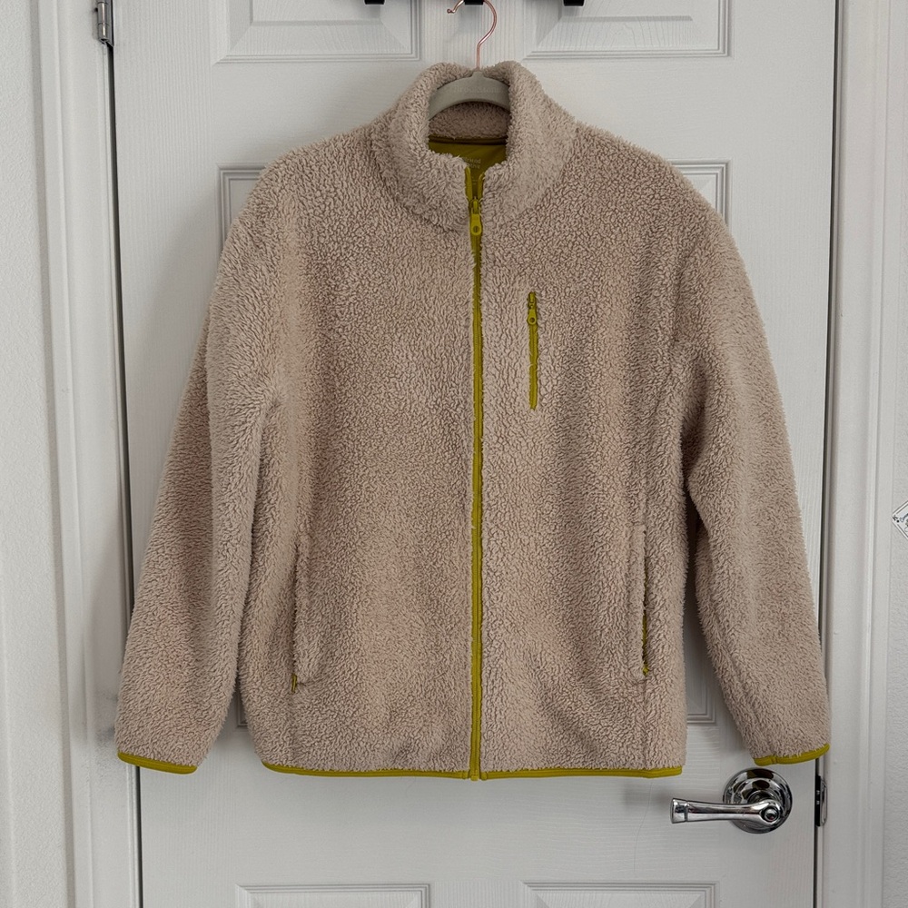 Girlfriend Collective Cozy Beige Sherpa Jacket Sz Medium